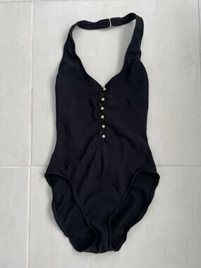 Adrienne Vittadini Swimsuit One‎ Piece Ribbed Plunge Swimwear Vintage